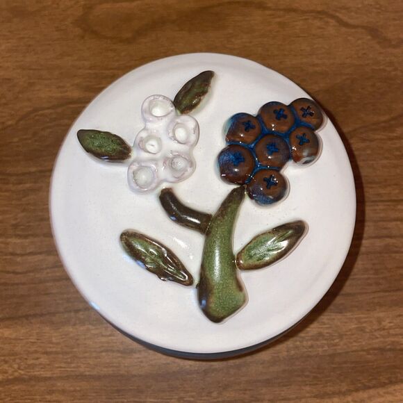 Vintage RACKLIFFE Pottery Blue Hill Maine Blueberry Jelly Dish And Lid - Picture 6 of 14